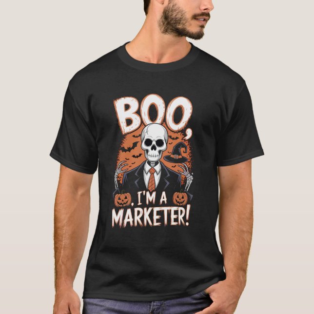 Boo, ich bin ein Vermarkter Halloween Funny T-Shirt (Vorderseite)