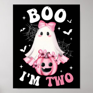 Boo ich bin zwei Mädchen am 2. Geburtstag Pink Bow Poster
