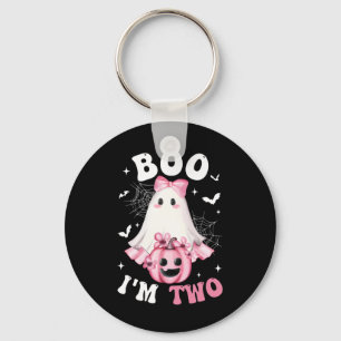 Boo ich bin zwei Mädchen am 2. Geburtstag Pink Bow Schlüsselanhänger