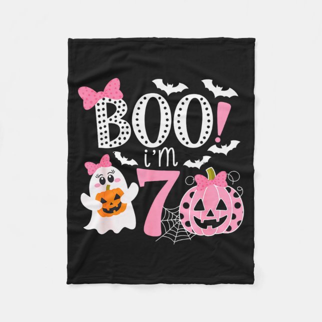 Boo I'm Seven Ghost Seventh 7th Birthday Halloween Fleecedecke (Vorderseite)