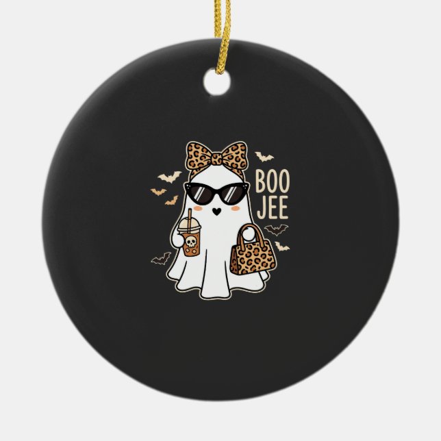 Boo Jee Cute Geist Halloween Leopard Design_1 Keramik Ornament (Vorne)