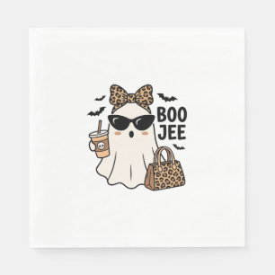 Boo Jee Geist Halloween Leopard Bogen Vektordesign Serviette