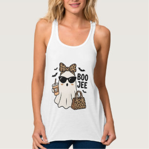 Boo Jee Geist Halloween Leopard Bogen Vektordesign Tank Top