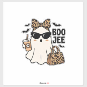 Boo Jee Geist Halloween Leopard Schleife Vektor De Aufkleber
