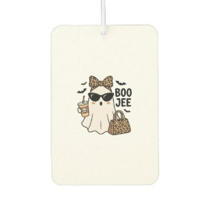 Boo Jee Geist Halloween Leopard Schleife Vektor De Autolufterfrischer