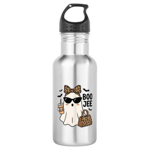 Boo Jee Geist Halloween Leopard Schleife Vektor De Edelstahlflasche