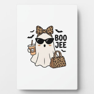Boo Jee Geist Halloween Leopard Schleife Vektor De Fotoplatte