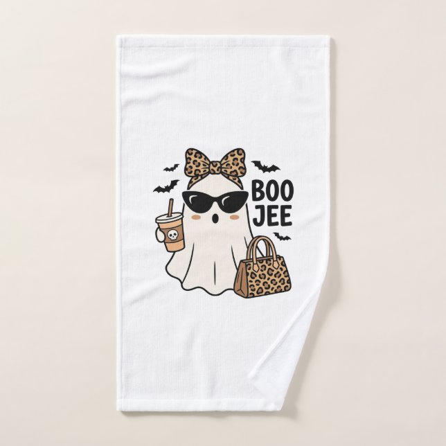 Boo Jee Geist Halloween Leopard Schleife Vektor De Handtuch (Handtuch)