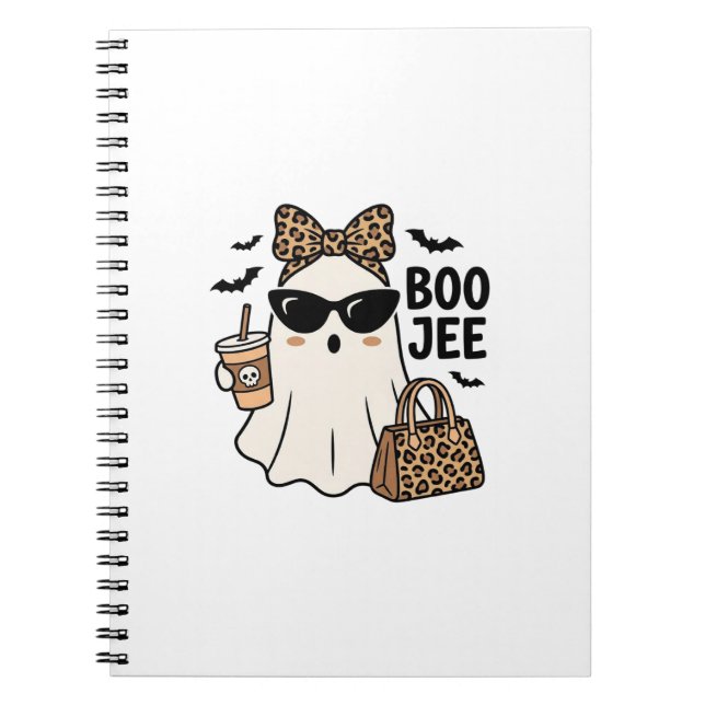 Boo Jee Geist Halloween Leopard Schleife Vektor De Notizblock (Vorderseite)