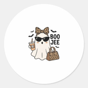 Boo Jee Geist Halloween Leopard Schleife Vektor De Runder Aufkleber