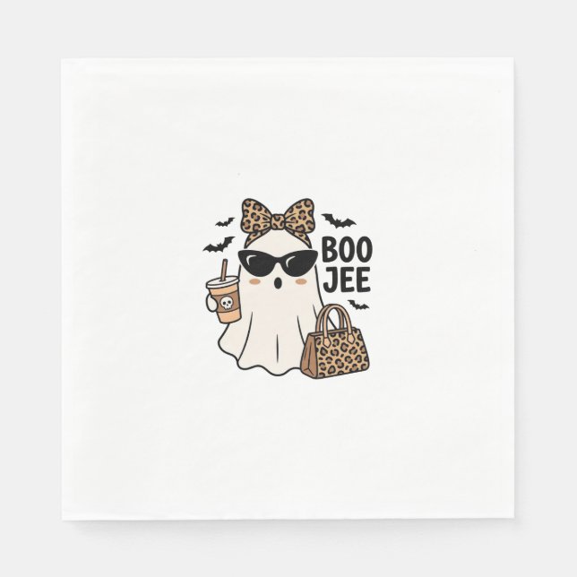 Boo Jee Geist Halloween Leopard Schleife Vektor De Serviette (Vorderseite)