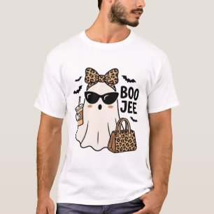 Boo Jee Geist Halloween Leopard Schleife Vektor De T-Shirt