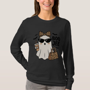 Boo Jee Geist Halloween Leopard Schleife Vektor De T-Shirt