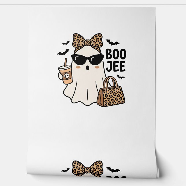 Boo Jee Geist Halloween Leopard Schleife Vektor De Tapete (Abrollen)
