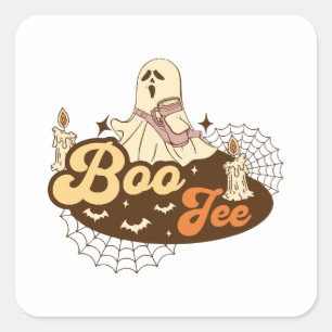 Boo-Jee Geist Halloween lustig Quadratischer Aufkleber