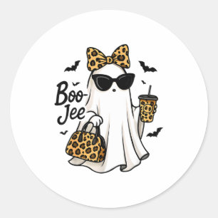 Boo Jee Geist Mit Kaffee Coquette Schleife Hallowe Runder Aufkleber