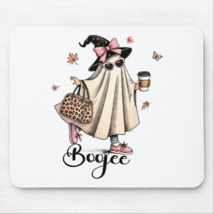 Boo Jee Ghost Ice Kaffee Coquette Bow Halloween Wo Mousepad
