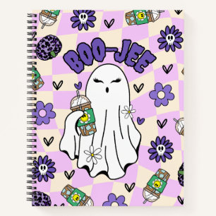 Boo-Jee Halloween-Geist mit Icced-Kaffee Notizbuch
