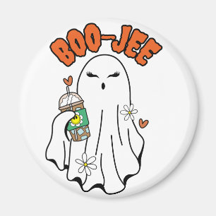 Boo-Jee Halloween-Geist mit Iced Kaffee in der Han Magnet
