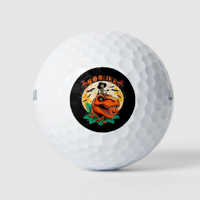 BOO-Jee Halloween: T-Rex & Skeleton Spaß Design! Golfball (Vorderseite)