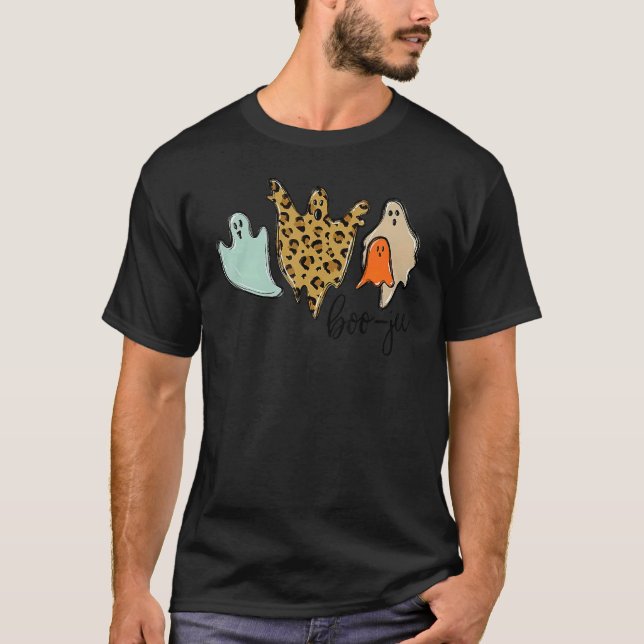 Boo jee Leopard Halloween Ghost T-Shirt (Vorderseite)