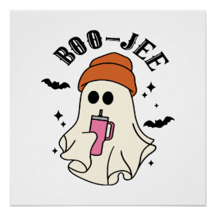 Boo-Jee lustiger Halloween-Becher-inspirierter Gei Poster