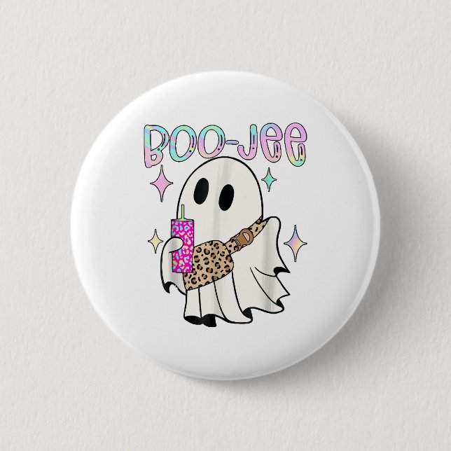 Boo Jee Lustiger Halloween-Geist Button (Vorderseite)