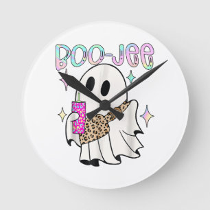 Boo Jee Lustiger Halloween-Geist Runde Wanduhr