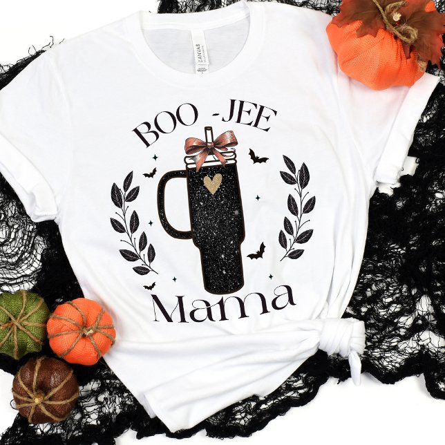 Boo Jee Mama Bats Bow Halloween Funny T-Shirt (Von Creator hochgeladen)