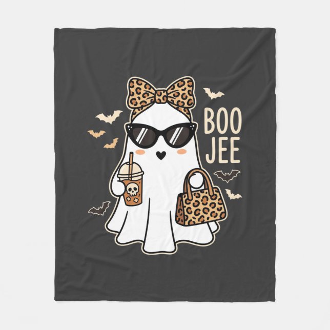 Boo Jee Süßer Geist Halloween Leopard Design_1 Fleecedecke (Vorderseite)