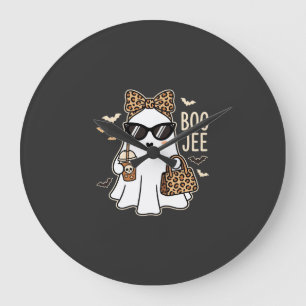 Boo Jee Süßer Geist Halloween Leopard Design_1 Große Wanduhr