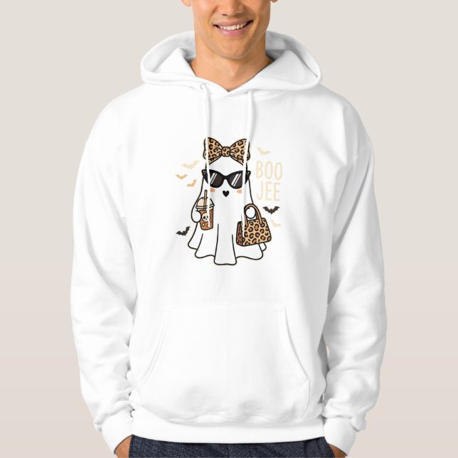 Boo Jee Süßer Geist Halloween Leopard Design_1 Hoodie (Vorderseite)