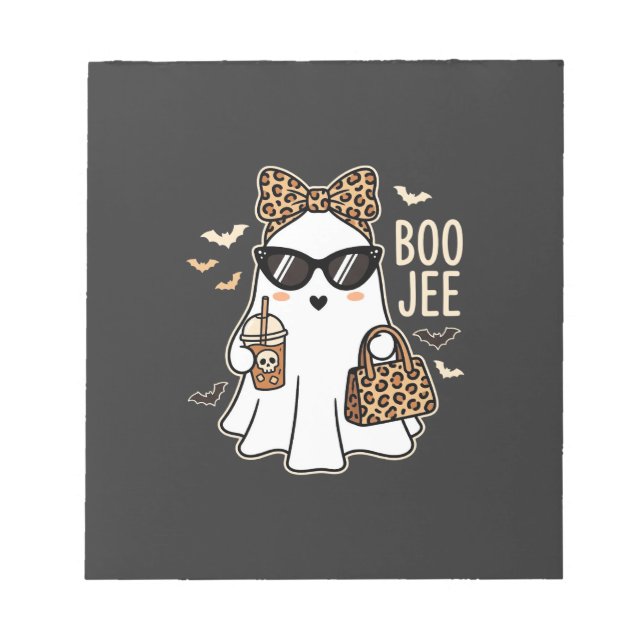 Boo Jee Süßer Geist Halloween Leopard Design_1 Notizblock (Vorderseite)