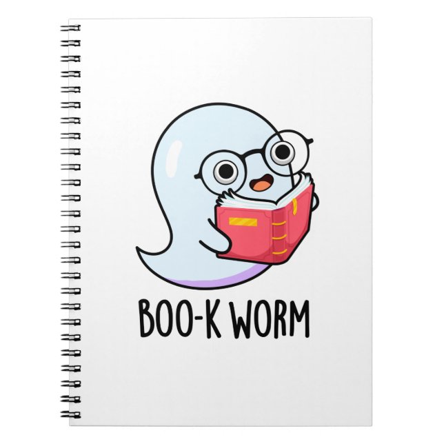 Boo-k Worm Funny Halloween Bookworm Ghost Pub Notizblock (Vorderseite)