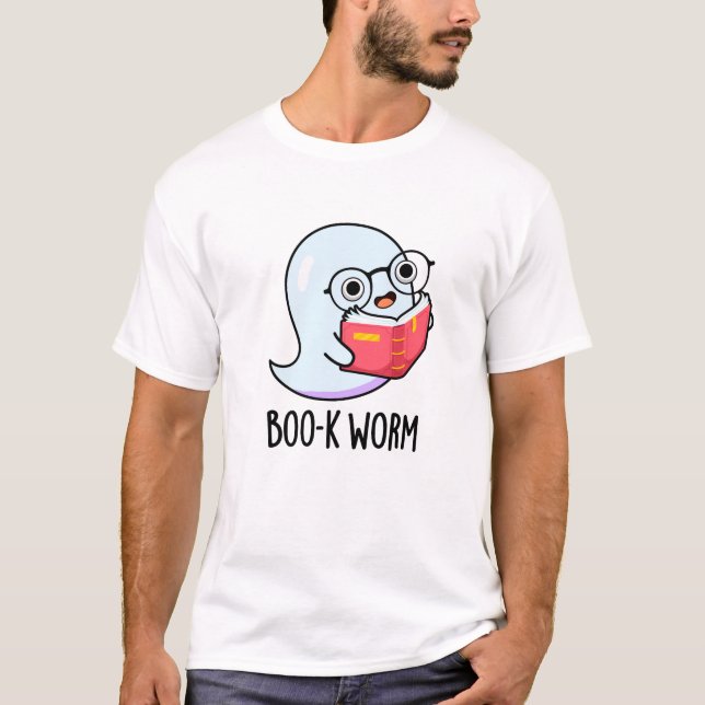 Boo-k Worm Funny Halloween Bookworm Ghost Pub T-Shirt (Vorderseite)