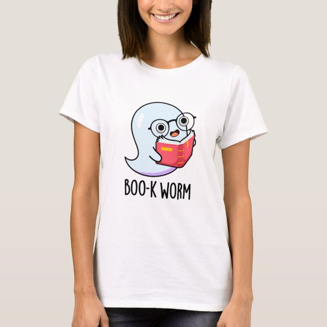 Boo-k Worm Funny Halloween Bookworm Ghost Pub T-Shirt (Vorderseite)