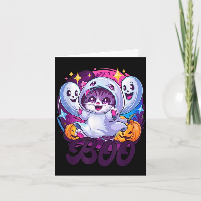 Boo-Katze Geist  Karte (Vorderseite)
