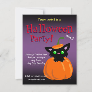 BOO! Katze im KürbisHalloween/Geburtstagsladen Einladung