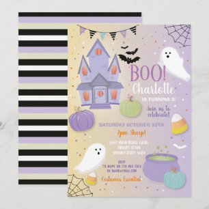 Boo Kids Halloween Lila Spaß Party Geister Einladung