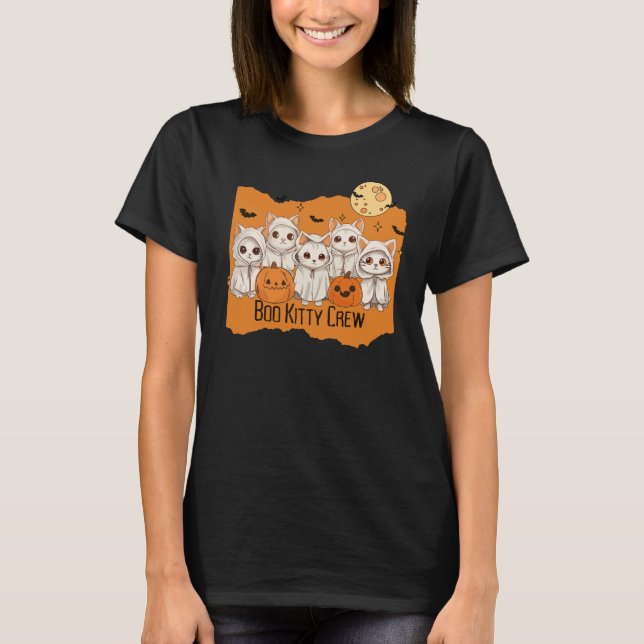 Boo Kitty Crew Halloween niedliche Kätzchen Vollmo T-Shirt (Vorderseite)