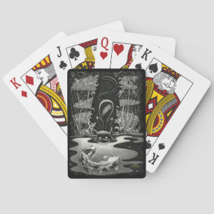 Boo Kitty geht es beim Spielen von Karten Spielkarten