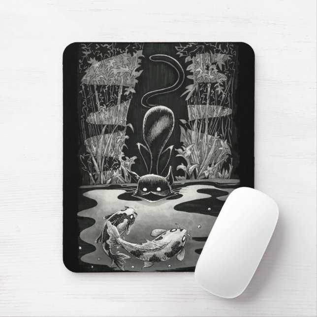 Boo Kitty geht zum Fischen Maus Pad Mousepad (Mit Mouse)