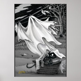 Boo Kitty hilft mit Waschplakat Poster