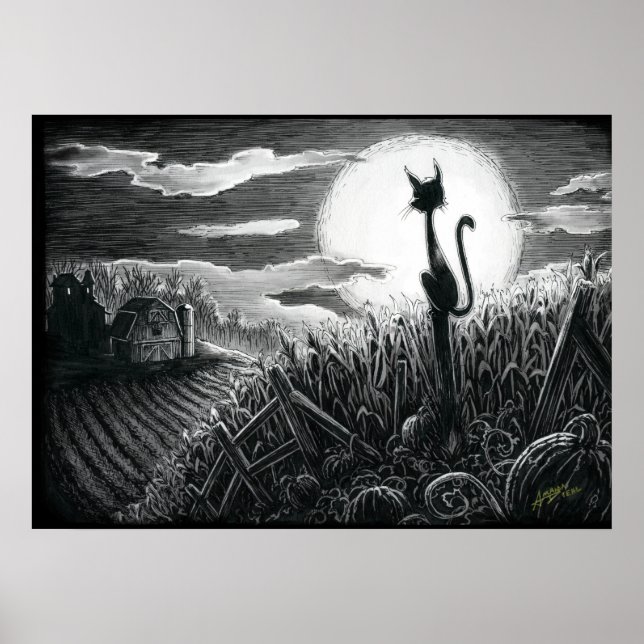 Boo Kitty im Mondlicht-Poster Poster (Vorne)