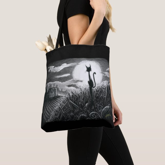 Boo Kitty im Mondlicht Tote Bag (Von Nahem)