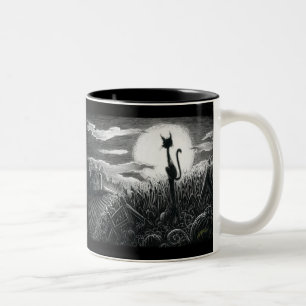 Boo Kitty im Mondlicht Zwei-Tone-Kaffee-Tasse Zweifarbige Tasse