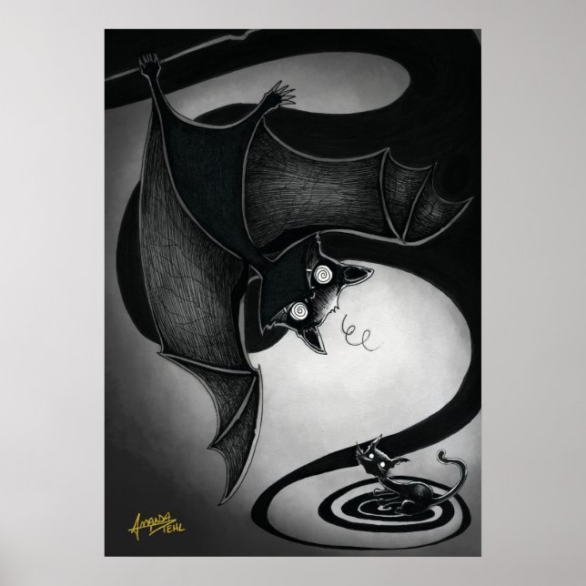 Boo Kitty mit einem Dizzy Bat Poster (Vorne)