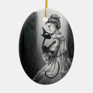 Boo Kitty mit ihrem Geist Keramik Ornament