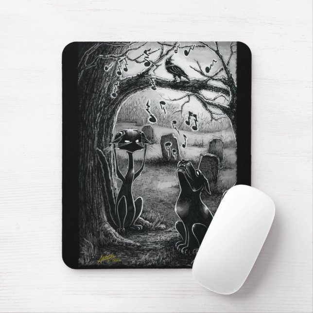 Boo Kitty, Music Critic Mouse Pad Mousepad (Mit Mouse)