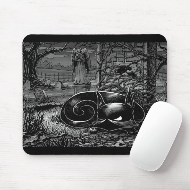 Boo Kitty Nickerchen in einem Friedhof Mouse Pad Mousepad (Mit Mouse)